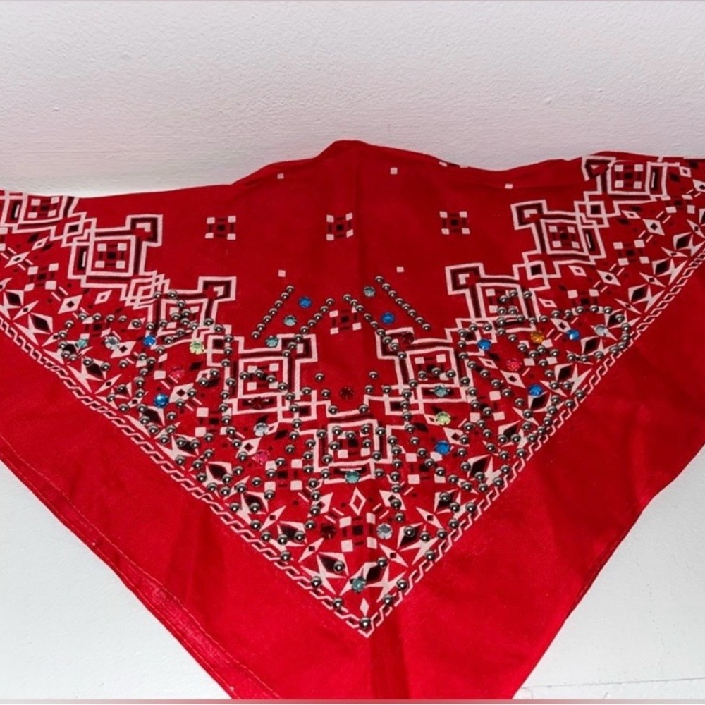 Red Embellished Bandana  - Women Accessories